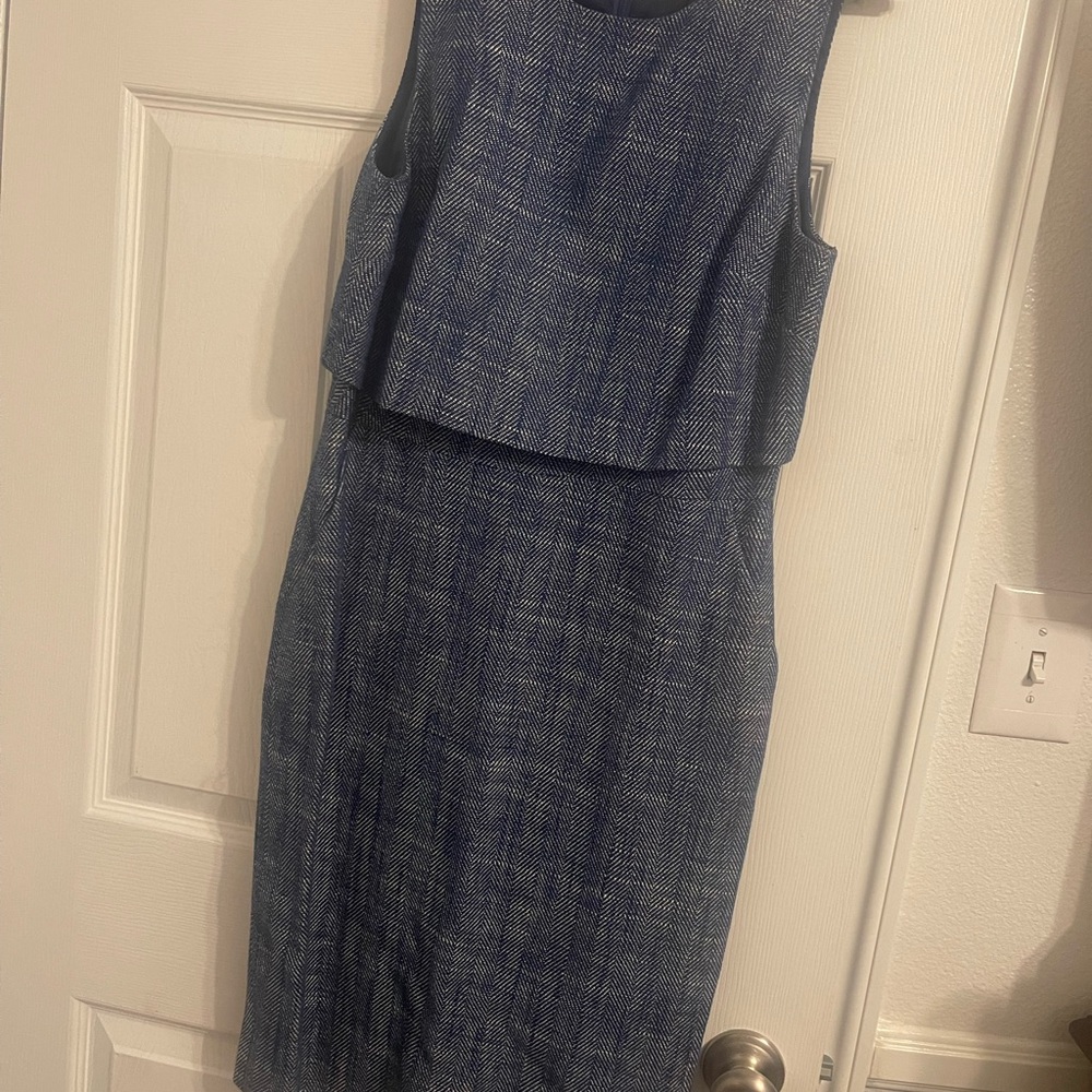 J. Crew Blue Textured Midi Dress
